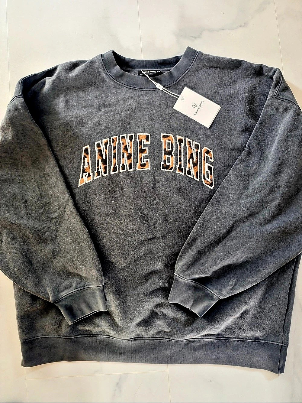 ANINE BING Miles Sweatshirt Leopard NWT